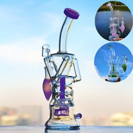 10 inch Lavender purple Pink green fab egg glass qlass water pipes recyler glass water bongs 14.4mm glass banger bowl