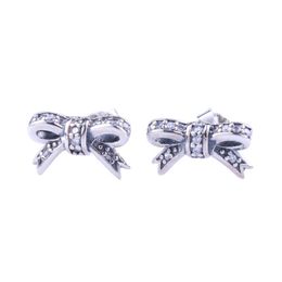 -Carino piccolo bow boward orecchini scatola di vendita al dettaglio set di alta qualità 925 sterling argento donne ragazze cz diamante regalo orecchino