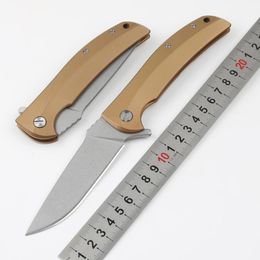 Promotion OEM Russia Flipper Folding Knife D2 Stone Wash Drop Point Blade Stainless Steel Handle Ball Bearing Knives