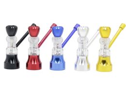 Newest protable mini metal tobacco water pipe Acrylic Bong Twist Bubble Water Pipe Hookah Shisha Smoking Metal tobacco Pipe