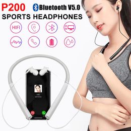 Portable P200 Wireless Sports Headsets Stereo Waterproof Neck-mounted Motion Noise Reduction outdoor Bluetooth 5.0 Earphone HIFI Sound