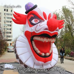 Customised Halloween Decorative Inflatable Evil Clown Head Replica 4m Height Funny Blow Up Demon Skull Balloon For Nightclub Entrance Decoration