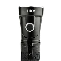 HKV Powerful LED Flashlight 18650 T6+COB Fold Multifunction Torch Light for Hunting Camping Search Lamp