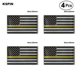 U.S.A Police Yellow Brooches Lapel Pin Flag badge Brooch Pins Badges 4PC