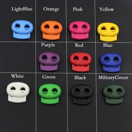 200pcs/Pack Mixed Colorful 5mm Hole Plastic Stopper Cord Lock Bean Toggle Clip Apparel Shoelace Sportswear Accessorie