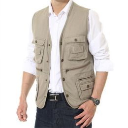 Nice Men Vest Multi-Pocket Photographer Hollow Vest VogueWaistcoat Travellers Working Male