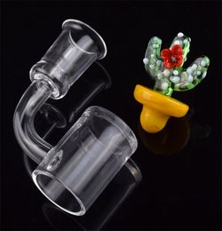 4mm Clear Bottom 10mm 14mm 18mm Female Male Quartz Banger 45&90 degree Nail with Colored Glass Duck Cactus Carb Cap for Glass Bong