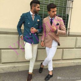 All Loved Double-Breasted Groomsmen Peak Lapel Groom Tuxedos Men Suits Wedding/Prom/Dinner Best Man Blazer(Jacket+Pants+Tie) A687