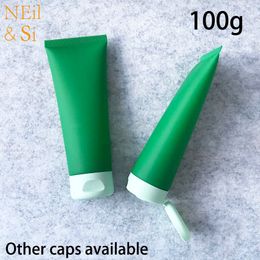 Matter Green 100ml Plastic Cosmetic Soft Bottle Empty Frost 100g Facial Cream Shampoo Squeeze Bottles Flip Cap Free Shipping