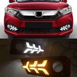 1 Pair For Honda Amaze 2018 2019 2020 2021 Flowing Turn Yellow Signal Function 12V Car DRL Lamp LED Daytime Running Light Daylight