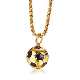 Soccer Necklaces Men Jewelry Gold Color Stainless Steel Fitness Football Sport Pendant & Chain Fathers Day Gifts