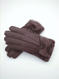 Fashion- women winter gloves Warmer Gloves Winter Travel Outdoor Wool Leather Gloves