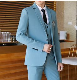 Fashion Groom Tuxedos Notch Lapel Centre Vent Groomsmen Mens Wedding Dress Excellent Man Jacket Blazer Business Suit(Jacket+Pants+Vest+Tie)6