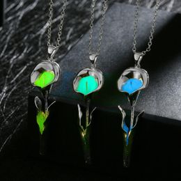 Beautiful Pendant Necklaces Romantic Silver Plated Light in Dark Torch Shaped Luminous Night Pendant Necklace Chain Necklaces