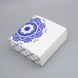 Gift Mooncakes Boxes Chinese Style Blue and White Porcelain Paper Boxes Cake Packing Box for Wedding Party