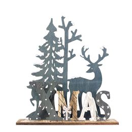 Elk Xmas Tree Pendants Hanging Wooden Christmas Ornaments Party DIY Decor Home Table Garden Decorative Supplies