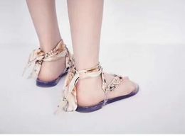 Hot Sale- new top Sexy women sandals woman Popular fashion Luxury Designer Flat Beach silk Pumps Ladies Shoes size 35-41 box