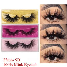 100% real Mink cílios 25 mm 3D / 5D Mink Lashes Handmade longo Dramatic Volume macio Wispy Fluffy falsificados extensões de maquiagem Cílios Mink cílios