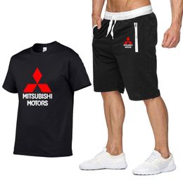 Mens Short sleeve Mitsubishi Car Logo Summer Mens t Shirt Harajuku T-Shirt high quality Cotton T Shirts pants suit Sportswear V200327