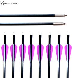 12pcs/pack,Fiberglass Arrows with Fixed Points for Compound Recurve Bow Arrow Target Practice Shooting