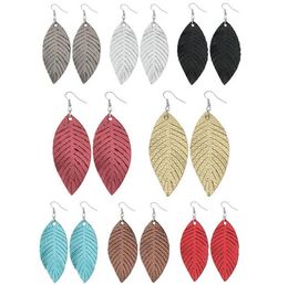 Rainbery 2019 New Feather Soft PU Leather Earrings For Women Fashion Summer Leather Leaf Earrings Vintage Statement Earrings GB1421
