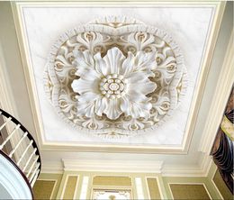 Custom 3D Photo Wallpaper 3D Romantic Embossed three-dimensional classical flower marble 3D Ceiling Wall Papers Home Decor