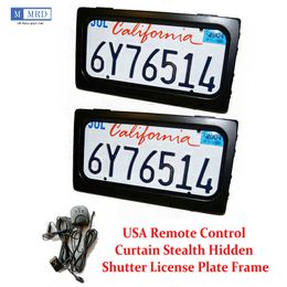 2 Plates/Set Metal US Hide Away Remote Control Shutter Up Privacy Cover Electric Stealth Licence Plate Frame Kit 315*170*25.8mm DHL/Fedex/UPS