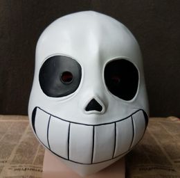 Latex Full Head Latex Sans Mask Cosplay Skull Mask Hood Masque Halloween Adult Kids Undertale Sans Masks Helmet Fancy Dress Game prop white