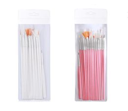 Hot Sale 15pcs/set Nail Art Brushes Decoration Brush Set Tools White Handle Painting Pen for False Nail Tips UV Nail Gel Polish Brushes