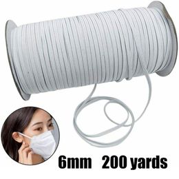 200 Yards 6mm Flat Elastic Band Briaded Knit String Cord Rope For Sewing Crafts White Black Elastic Band