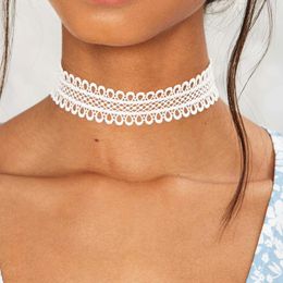 Black White Lace Choker Necklaces Women Fashion Punk Gothic Choker Handmade Neck Goth boho Jewelry