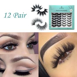 12 Pairs False Eyelashes Natural Long Thick Soft Winged Lashes Makeup for Eyes Handmade Mixing Package Fake Eyelash HHA331