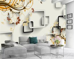 Custom 3D Wallpaper Mural Simple and Comfortable Frame Flower Drawing Interior Decoration Printing Moisture-proof Wall paper