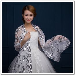 Shinning Sequin style lace bride shawl Women's scarf wedding party Wraps Poncho wrap peacock 10pcs/lot #1577