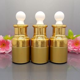 Glass 20ml gold Essential Oil Bottle Dropper Pot Women Cosmetic Container SN3214