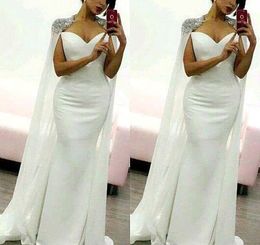 Arabic Dubai Style White Evening Dresses sweetheart 2019 Cheap Mermaid Satin Holiday Women Wear Formal Party Prom Gown Custom Made Plus Size