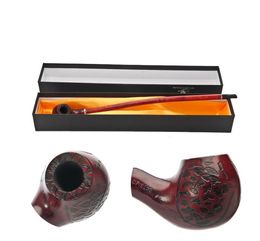 Carved red resin long pipe popular in Europe and the United States long curved solid wood pipe