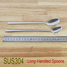 SUS304 Stainless Steel Tableware Long-Handled Spoons Restaurant Big Soup Spoon Thickening Coffee Spoon Hotel Ice Scoop
