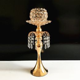 Crystals Candle Holder Delicate Candlestick Luxury Candle stand Flower Road Lead For Party Home Hotel Decoration