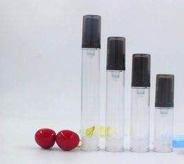 1000pcs 5ML 10ML 12ML 15ML Clear Airless Lotion Pump black Top Bottle Emtpy Refillable Essence bottle With lotion pump Container SN2226