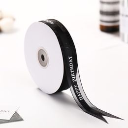 50 yard*2.5CM Ribbon Birthday Cake Box Packaging with Letters Ribbon Handmade DIY Gift Flowers Bouquet Packing Ribbon Supplies