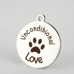 Dog paw print Key Rings Silver Pendant pet Accessories Pendant Stainless Steel Commemorate Pet Necklace