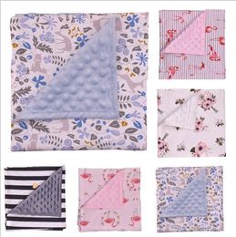 Baby Blankets Floral Print Swaddling Minky Bubble Dot Blanket Newborn Cotton Wrap Infant Parisarc Sleepsacks Bedding Bathing Towels A2872