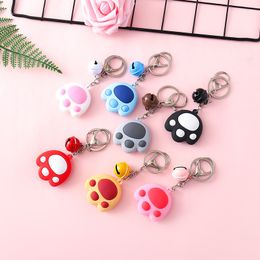 5cm Cute Animals Claw With Small Bell Colorful Keychain Footprint For Women Men Birthday Gifts Silicone Key Chain Macarons Jewelry gift