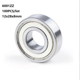 100pcs/lot 6001ZZ bearing 6001Z 6001 Z ZZ 12*28*8mm shielded Deep Groove Ball bearing 12x28x8mm