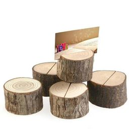 Tree stump craft place card holder Rustic style seat folder photo clip Wedding natural wooden decorate Cylindrical and semicircle style GB14