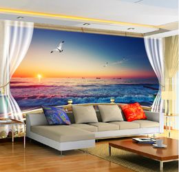 Custom 3D Wallpaper 3D Sea View Villa Balcony Beautiful Space Living Room Bedroom Background Wall Decoration Mural Wallpaper