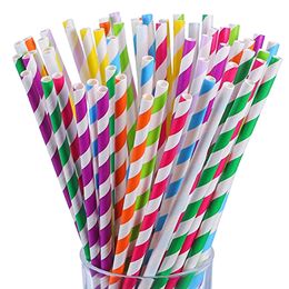 Free 2000 pcs Mix Paper Straws Bulk,Red Pink Mint Green Blue Orange Black Yellow Grey Stripe Drinking Restaurant Coffee Bar