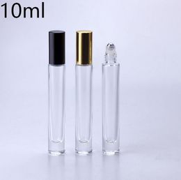 Thick bottom 10ml metal Empty Glass Perfume roller ball Steel ball Bottle Spray Perfume Atomizers Bottles SN660