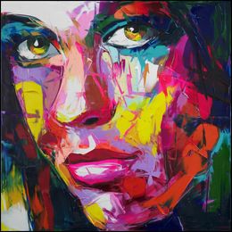 Francoise Nielly Palette Knife Impression Home Artworks Modern Portrait Handmade Oil Painting on Canvas Concave Convex Texture Face146